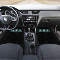 Aotearoa Atua Tangaroa Personalised Car Mats Maori God Of The Sea Taniko Motifs LT14 Set 2pcs - Front Turquoise - Polynesian Pride