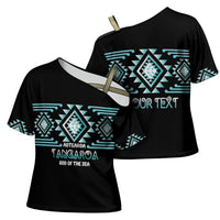 Aotearoa Atua Tangaroa Personalised Cross Shoulder Shirt Maori God Of The Sea Taniko Motifs LT14 - Polynesian Pride