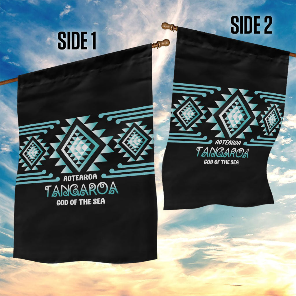 Aotearoa Atua Tangaroa Garden Flag Maori God Of The Sea Taniko Motifs LT14 - Polynesian Pride