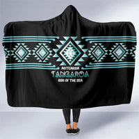 Aotearoa Atua Tangaroa Hooded Blanket Maori God Of The Sea Taniko Motifs LT14 One Size Turquoise - Polynesian Pride