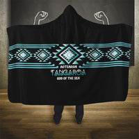 Aotearoa Atua Tangaroa Hooded Blanket Maori God Of The Sea Taniko Motifs LT14 - Polynesian Pride