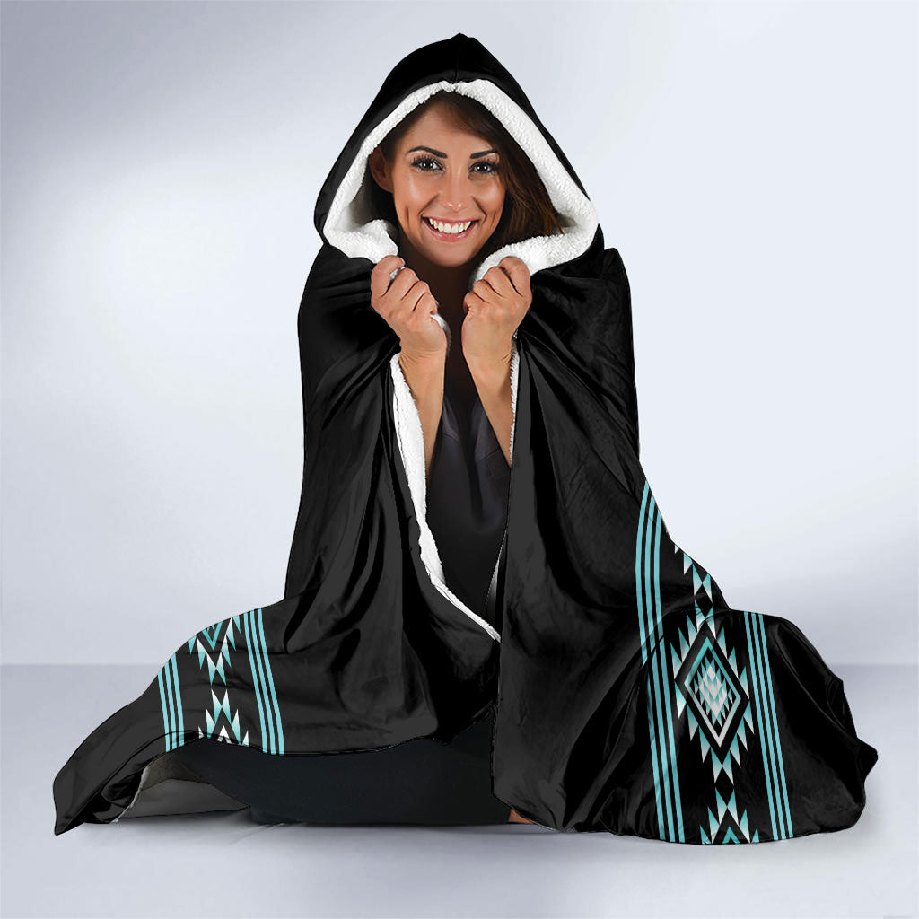 Aotearoa Atua Tangaroa Hooded Blanket Maori God Of The Sea Taniko Motifs LT14 - Polynesian Pride