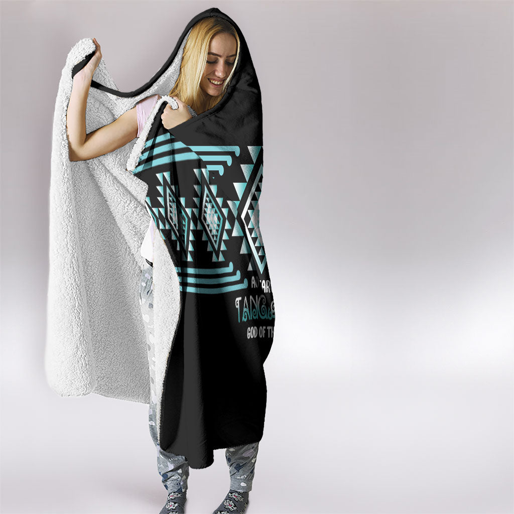 Aotearoa Atua Tangaroa Hooded Blanket Maori God Of The Sea Taniko Motifs LT14 - Polynesian Pride
