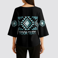Aotearoa Atua Tangaroa Personalised Kimono Sleeve Blouse Maori God Of The Sea Taniko Motifs LT14 - Polynesian Pride