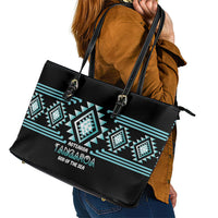 Aotearoa Atua Tangaroa Leather Tote Bag Maori God Of The Sea Taniko Motifs LT14 - Polynesian Pride