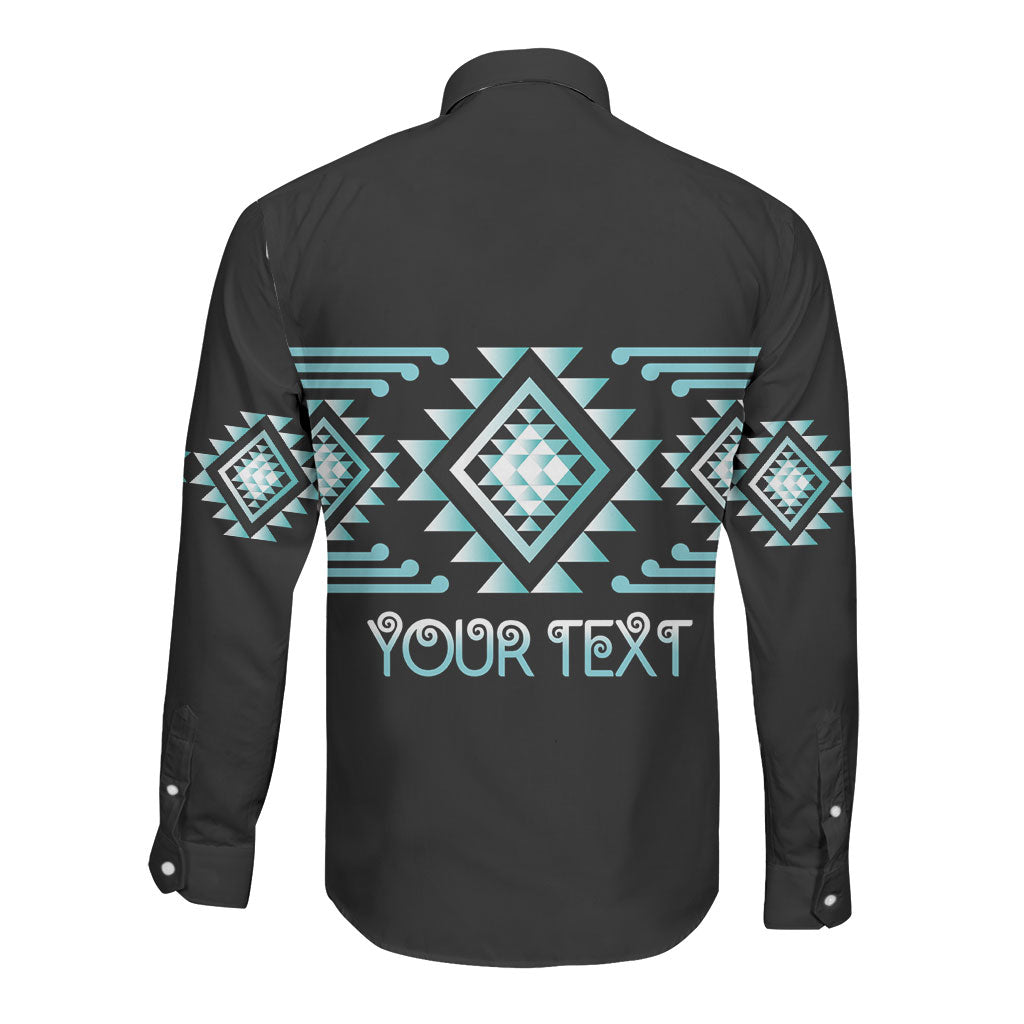 Aotearoa Atua Tangaroa Personalised Long Sleeve Button Shirt Maori God Of The Sea Taniko Motifs LT14 - Polynesian Pride
