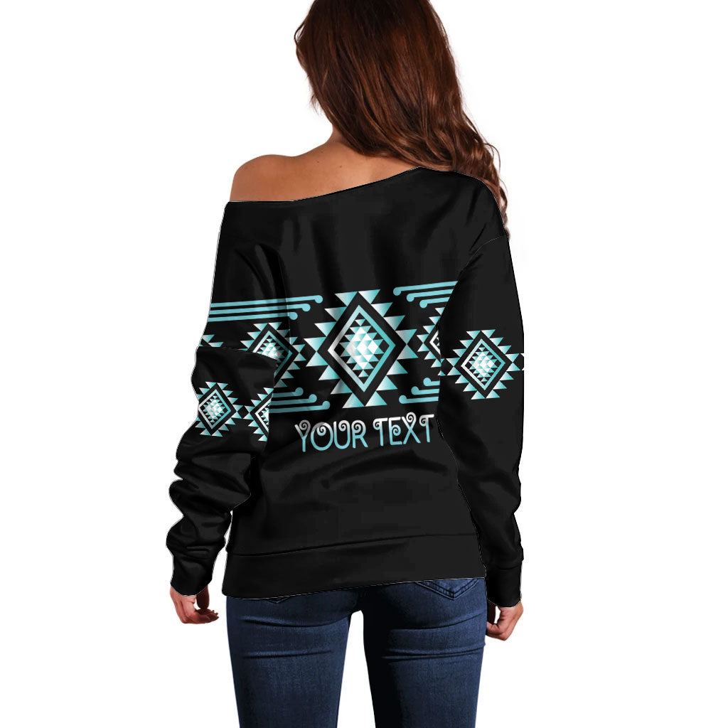 Aotearoa Atua Tangaroa Personalised Off Shoulder Sweater Maori God Of The Sea Taniko Motifs LT14 - Polynesian Pride
