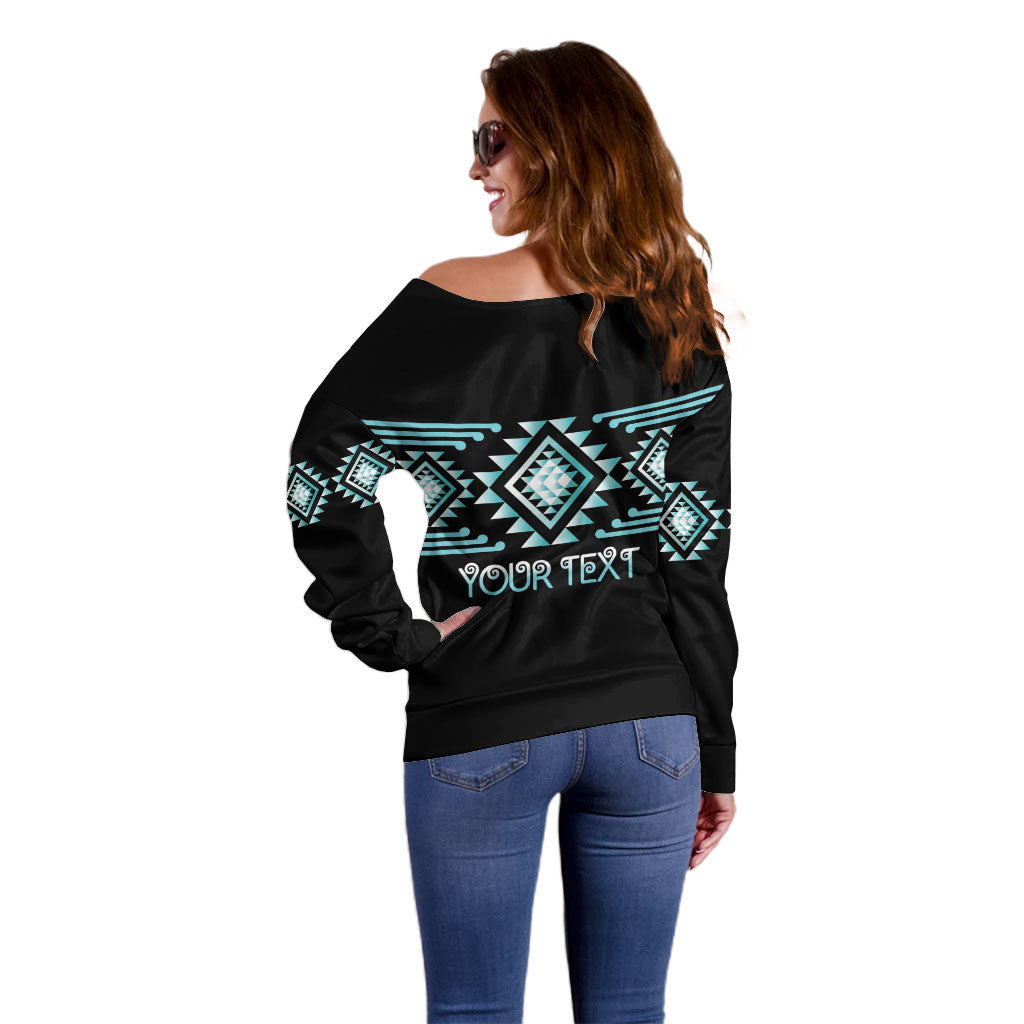 Aotearoa Atua Tangaroa Personalised Off Shoulder Sweater Maori God Of The Sea Taniko Motifs LT14 - Polynesian Pride