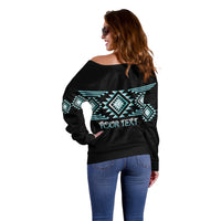 Aotearoa Atua Tangaroa Personalised Off Shoulder Sweater Maori God Of The Sea Taniko Motifs LT14 - Polynesian Pride