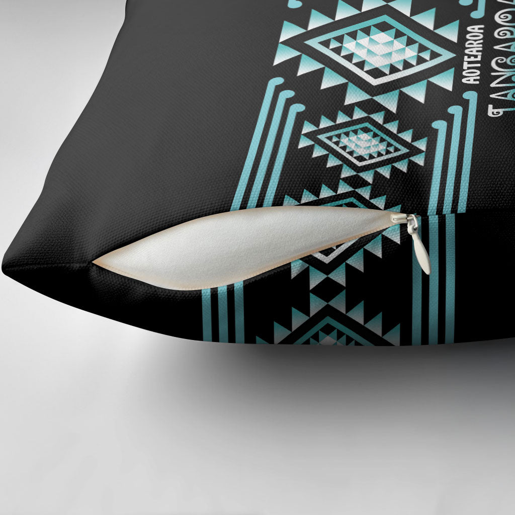 Aotearoa Atua Tangaroa Pillow Cover Maori God Of The Sea Taniko Motifs LT14 - Polynesian Pride