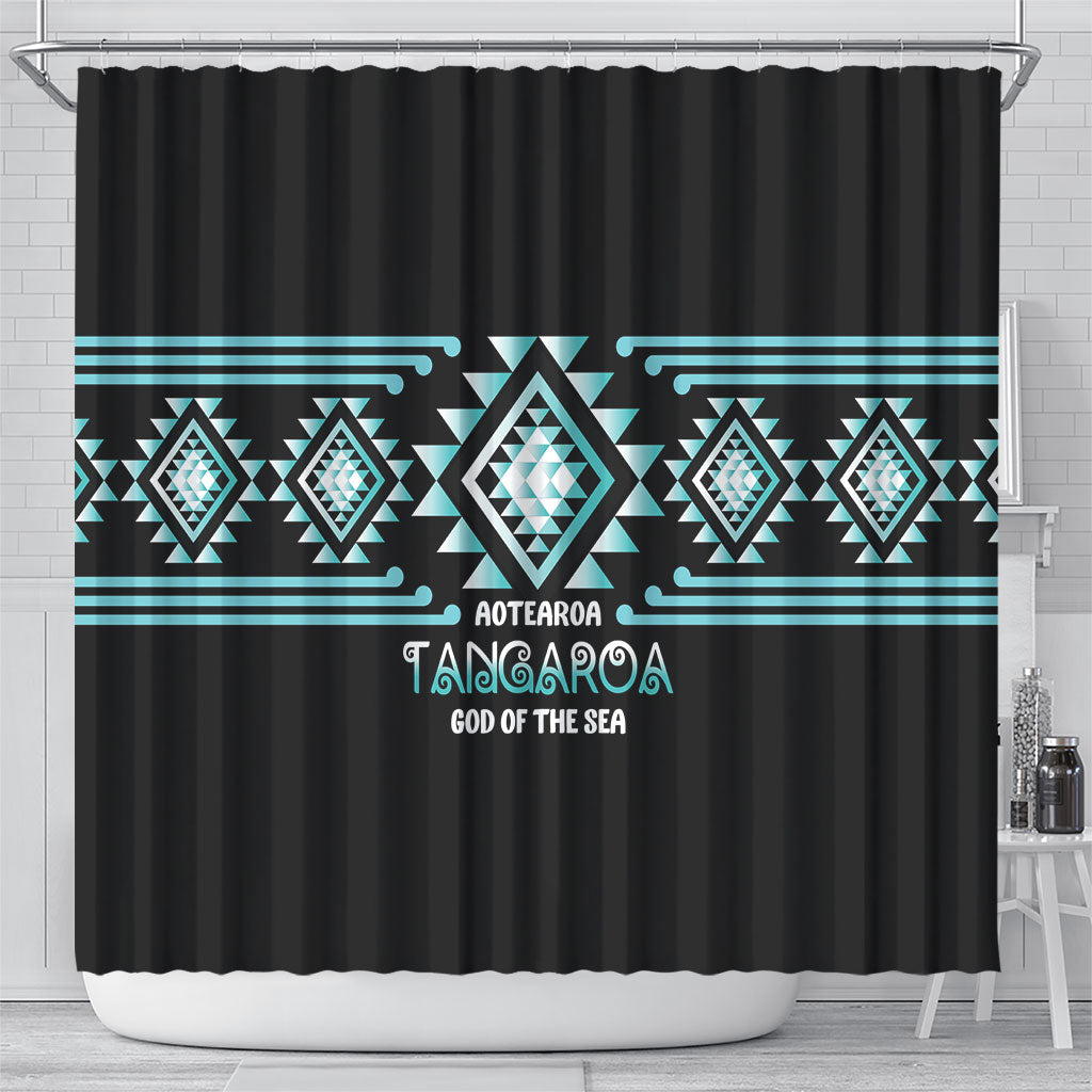 Aotearoa Atua Tangaroa Shower Curtain Maori God Of The Sea Taniko Motifs LT14 - Polynesian Pride