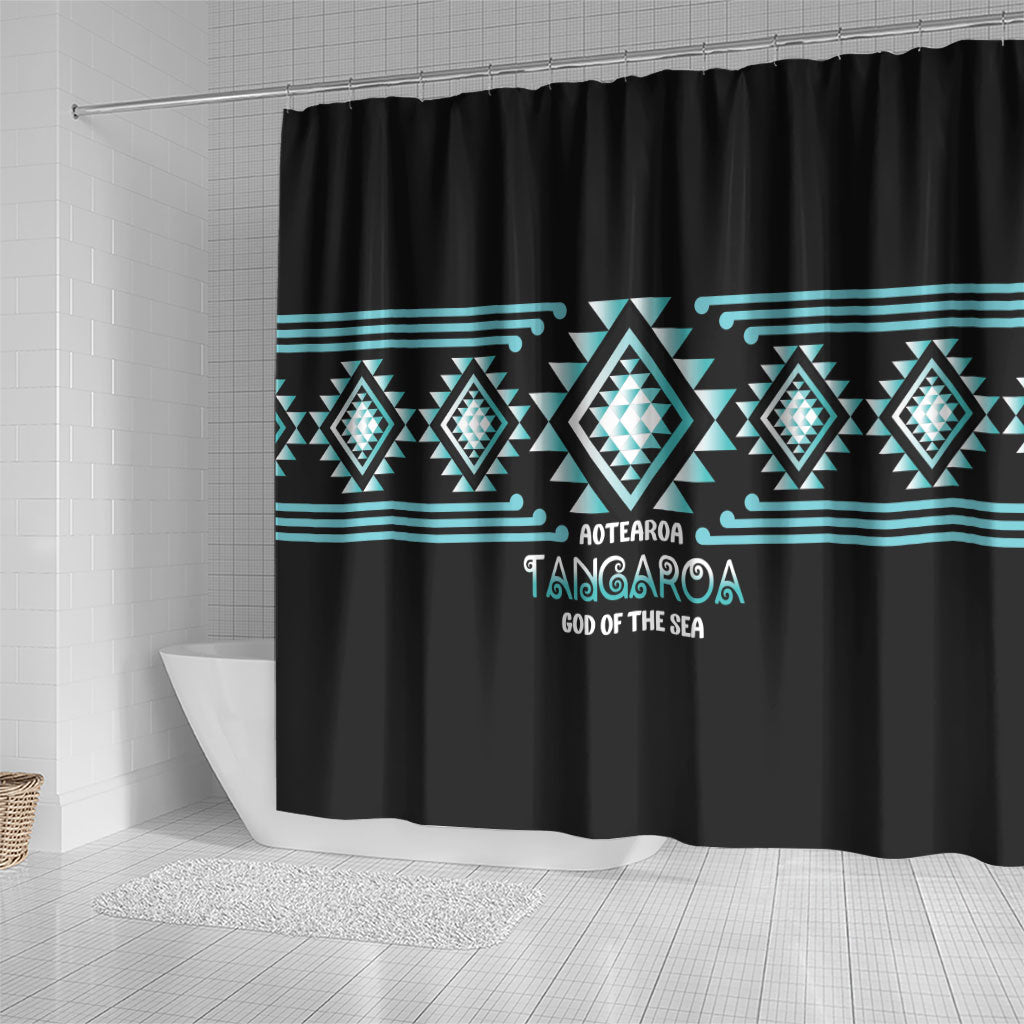 Aotearoa Atua Tangaroa Shower Curtain Maori God Of The Sea Taniko Motifs LT14 - Polynesian Pride