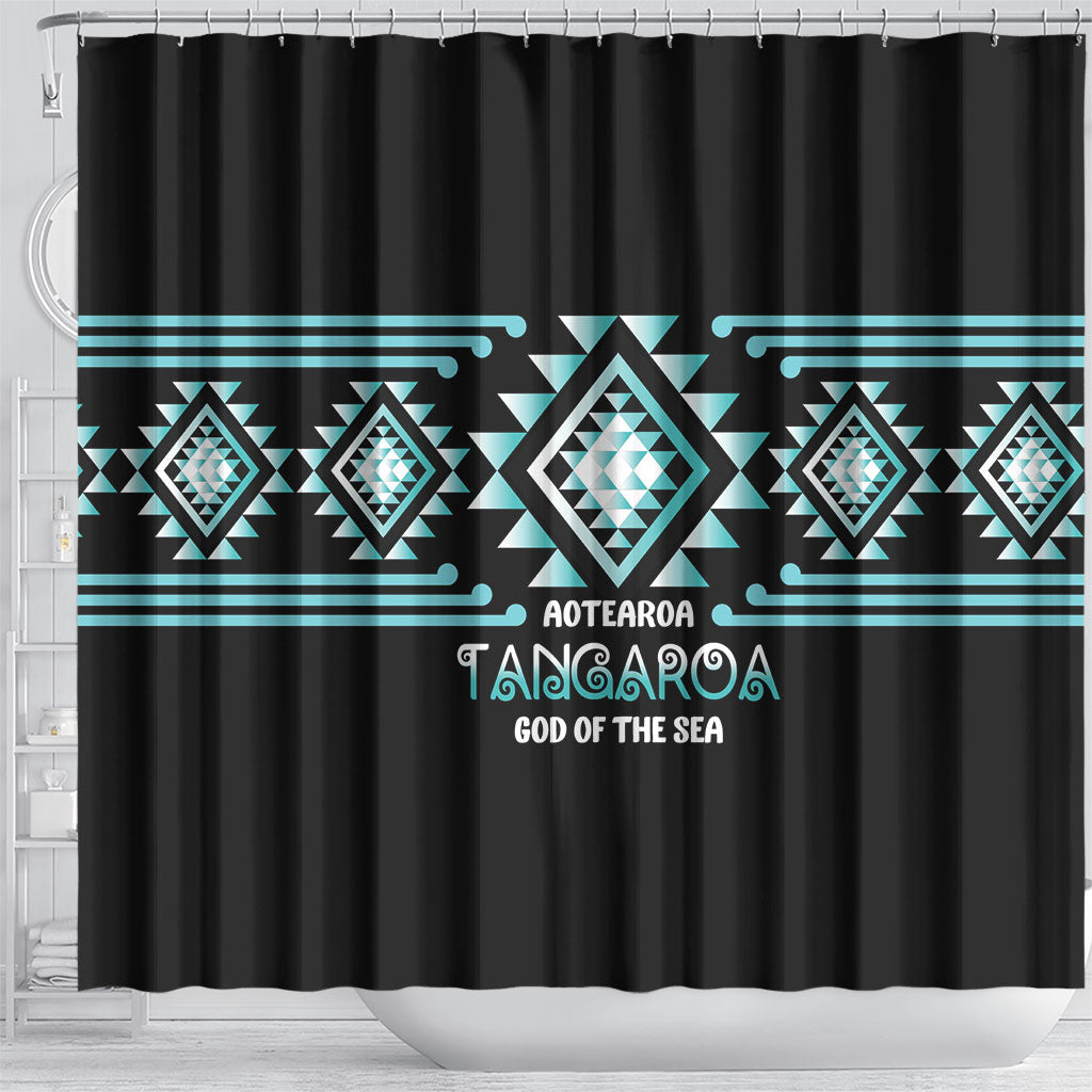 Aotearoa Atua Tangaroa Shower Curtain Maori God Of The Sea Taniko Motifs LT14 - Polynesian Pride