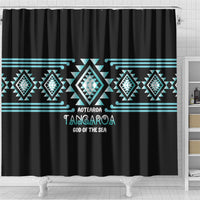 Aotearoa Atua Tangaroa Shower Curtain Maori God Of The Sea Taniko Motifs LT14 - Polynesian Pride