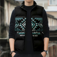 Aotearoa Atua Tangaroa Personalised Sleeveless Puffer Jacket Maori God Of The Sea Taniko Motifs LT14 - Polynesian Pride