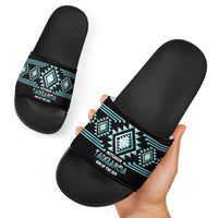 Aotearoa Atua Tangaroa Slide Sandals Maori God Of The Sea Taniko Motifs LT14 - Polynesian Pride