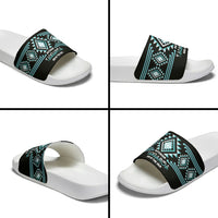 Aotearoa Atua Tangaroa Slide Sandals Maori God Of The Sea Taniko Motifs LT14 - Polynesian Pride