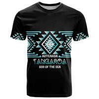 Aotearoa Atua Tangaroa Personalised T Shirt Maori God Of The Sea Taniko Motifs LT14 Turquoise - Polynesian Pride