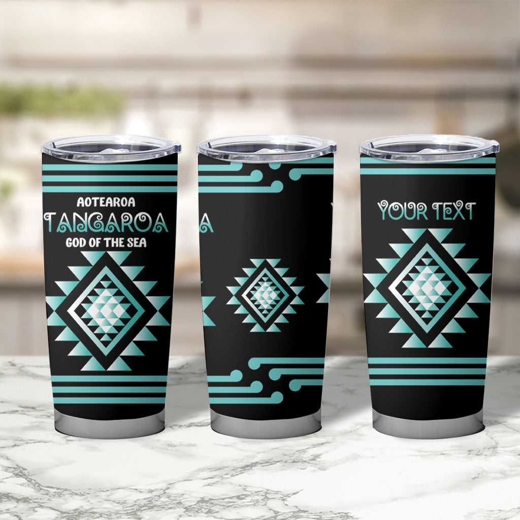 Aotearoa Atua Tangaroa Personalised Tumbler Cup Maori God Of The Sea Taniko Motifs LT14 - Polynesian Pride
