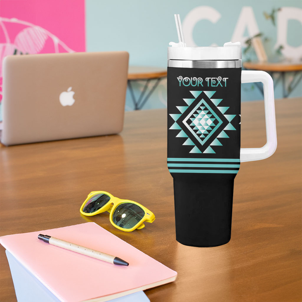 Aotearoa Atua Tangaroa Personalised Tumbler With Handle Maori God Of The Sea Taniko Motifs LT14 - Polynesian Pride