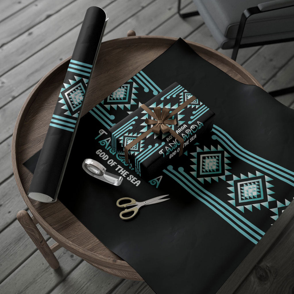 Aotearoa Atua Tangaroa Wrapping Paper Maori God Of The Sea Taniko Motifs LT14 - Polynesian Pride