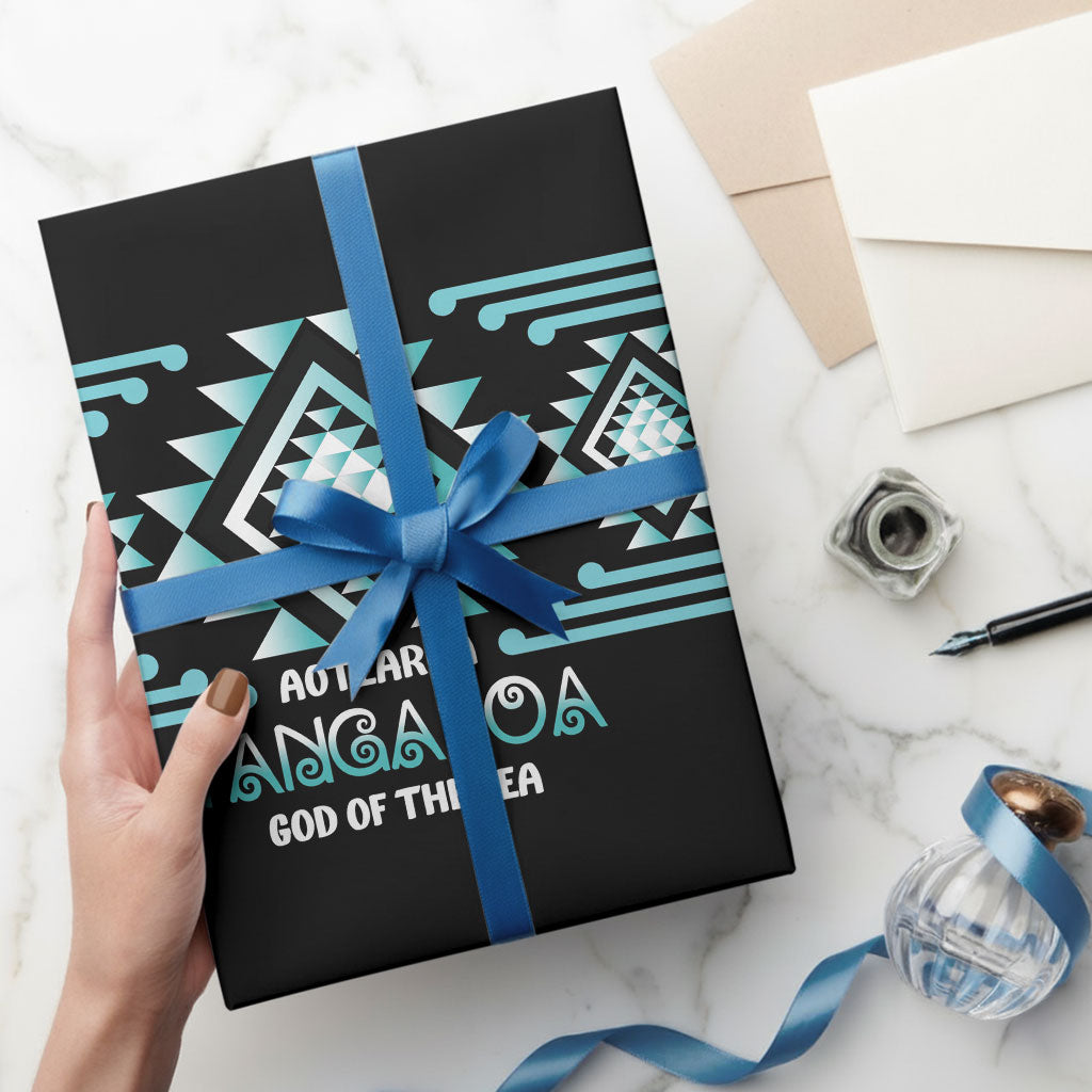 Aotearoa Atua Tangaroa Wrapping Paper Maori God Of The Sea Taniko Motifs LT14 - Polynesian Pride