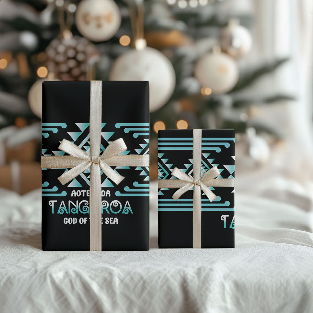 Aotearoa Atua Tangaroa Wrapping Paper Maori God Of The Sea Taniko Motifs LT14 - Polynesian Pride