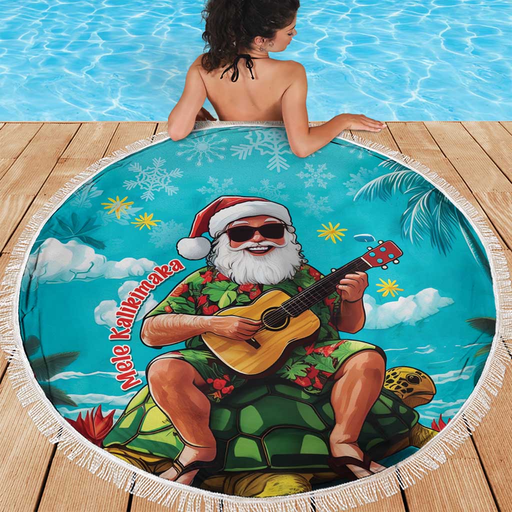 Hawaii Christmas Beach Blanket Mele Kalikimaka Poinsettia Lei - Cyan LT14 - Polynesian Pride