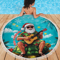 Hawaii Christmas Beach Blanket Mele Kalikimaka Poinsettia Lei - Cyan LT14 - Polynesian Pride