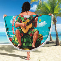 Hawaii Christmas Beach Blanket Mele Kalikimaka Poinsettia Lei - Cyan LT14 - Polynesian Pride