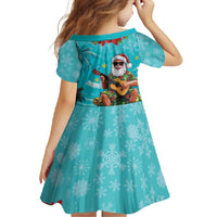 Hawaii Christmas Family Matching Off Shoulder Maxi Dress and Hawaiian Shirt Mele Kalikimaka Poinsettia Lei - Cyan LT14 - Polynesian Pride