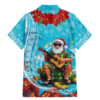 Hawaii Christmas Family Matching Mermaid Dress and Hawaiian Shirt Mele Kalikimaka Poinsettia Lei Polynesian - Blue LT14 - Polynesian Pride