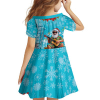 Hawaii Christmas Family Matching Off Shoulder Maxi Dress and Hawaiian Shirt Mele Kalikimaka Poinsettia Lei Polynesian - Blue LT14 - Polynesian Pride