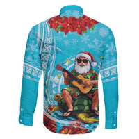 Hawaii Christmas Family Matching Puletasi and Hawaiian Shirt Mele Kalikimaka Poinsettia Lei Polynesian - Blue LT14 - Polynesian Pride