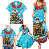 Hawaii Christmas Family Matching Summer Maxi Dress and Hawaiian Shirt Mele Kalikimaka Poinsettia Lei Polynesian - Blue LT14 - Polynesian Pride
