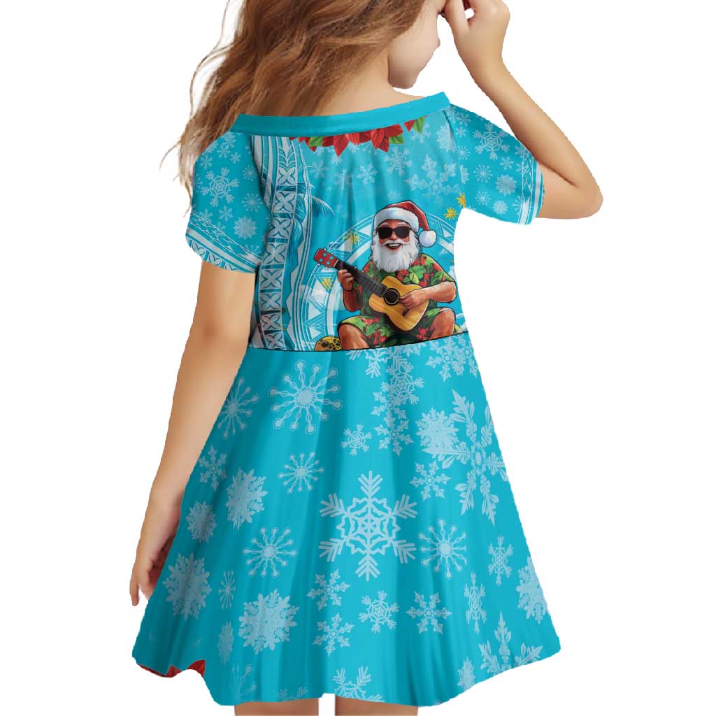Hawaii Christmas Family Matching Tank Maxi Dress and Hawaiian Shirt Mele Kalikimaka Poinsettia Lei Polynesian - Blue LT14 - Polynesian Pride