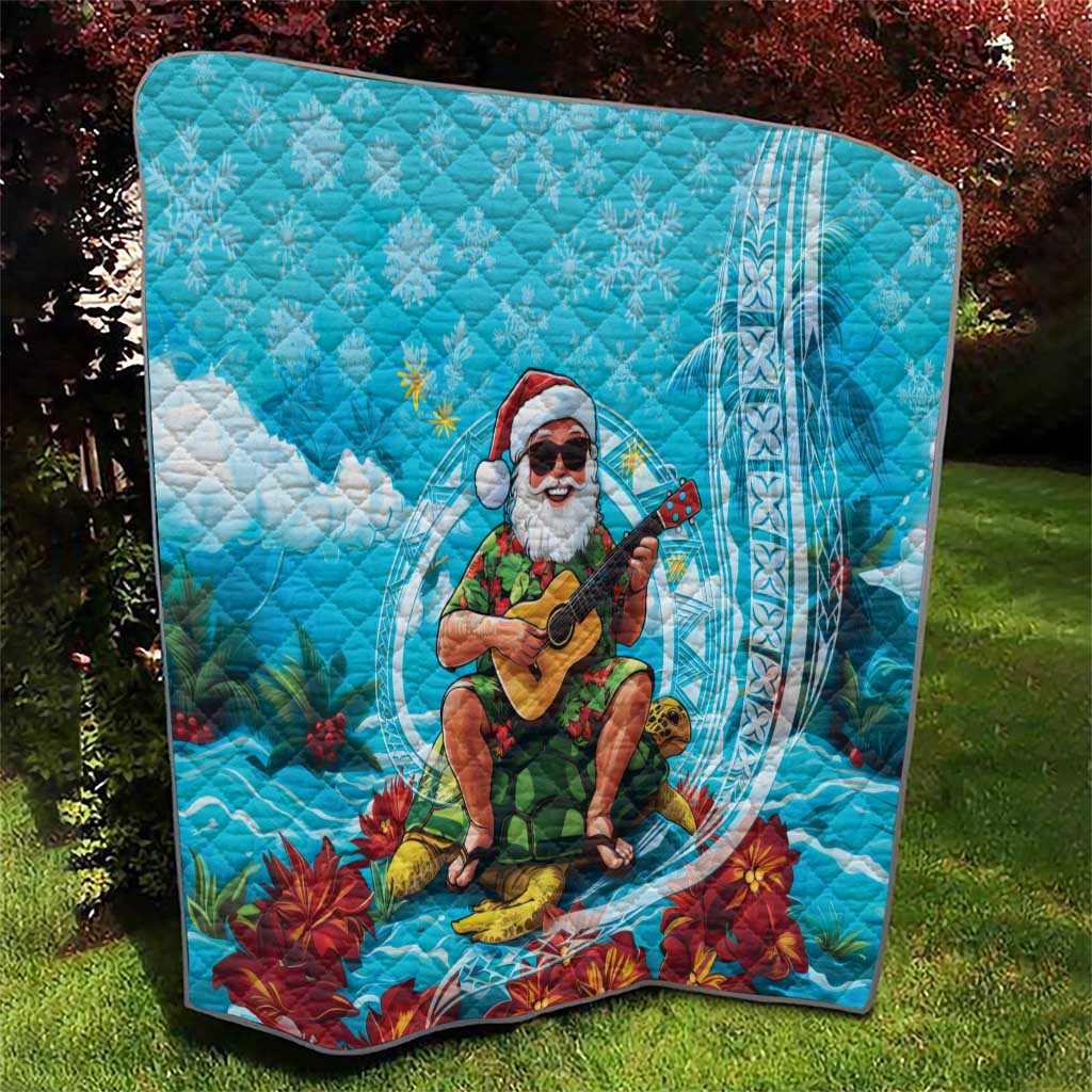 Hawaii Christmas Quilt Mele Kalikimaka Poinsettia Lei Polynesian - Blue LT14 - Polynesian Pride