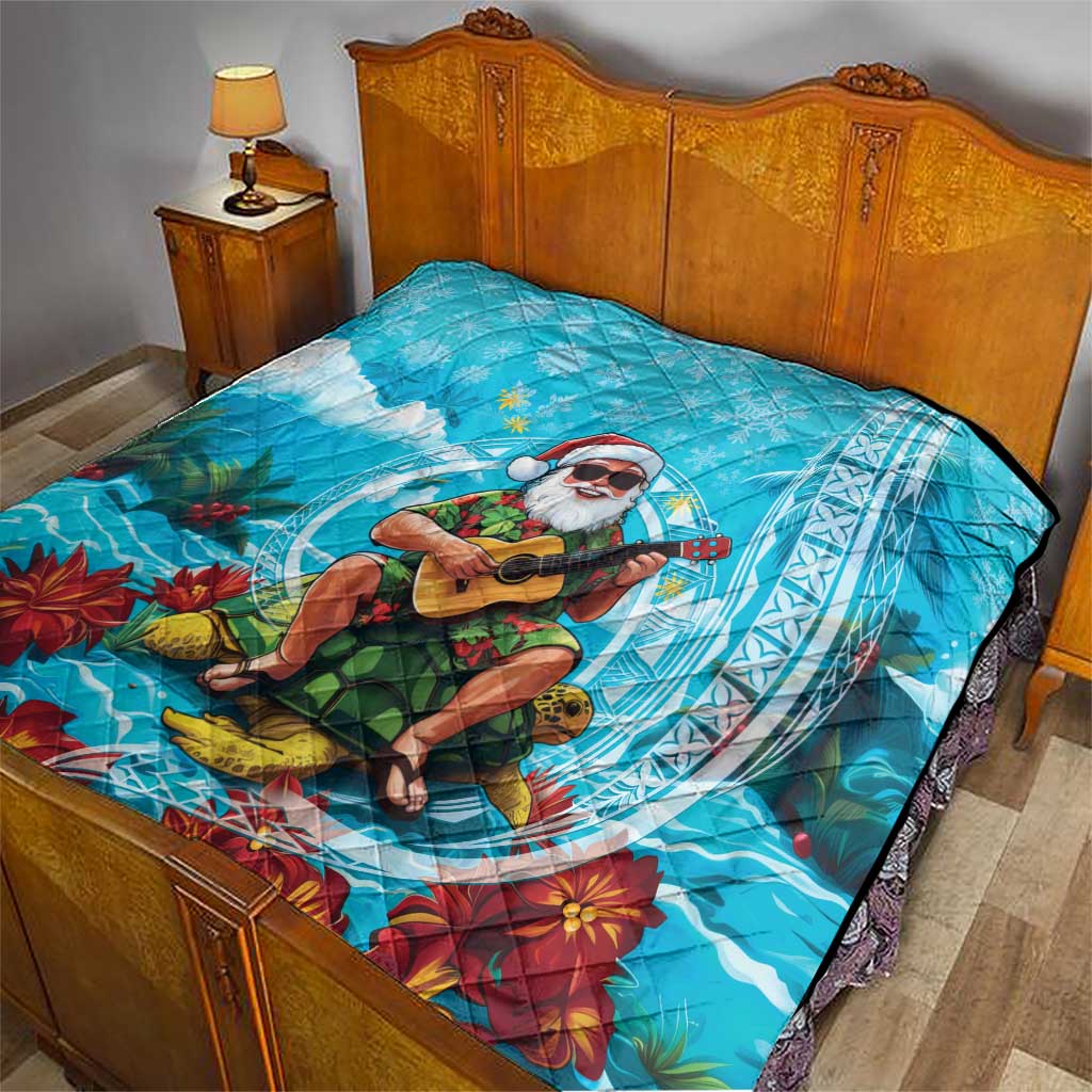Hawaii Christmas Quilt Mele Kalikimaka Poinsettia Lei Polynesian - Blue LT14 - Polynesian Pride