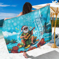 Hawaii Christmas Sarong Mele Kalikimaka Poinsettia Lei Polynesian - Blue LT14 One Size 44 x 66 inches Blue - Polynesian Pride