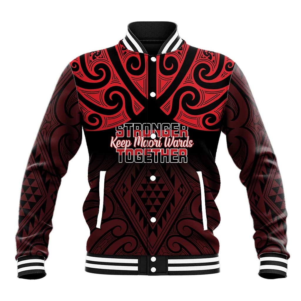 Personalised Keep Maori Wards New Zealand Baseball Jacket Stronger Together Aotearoa Taniko - Polynesian Pride