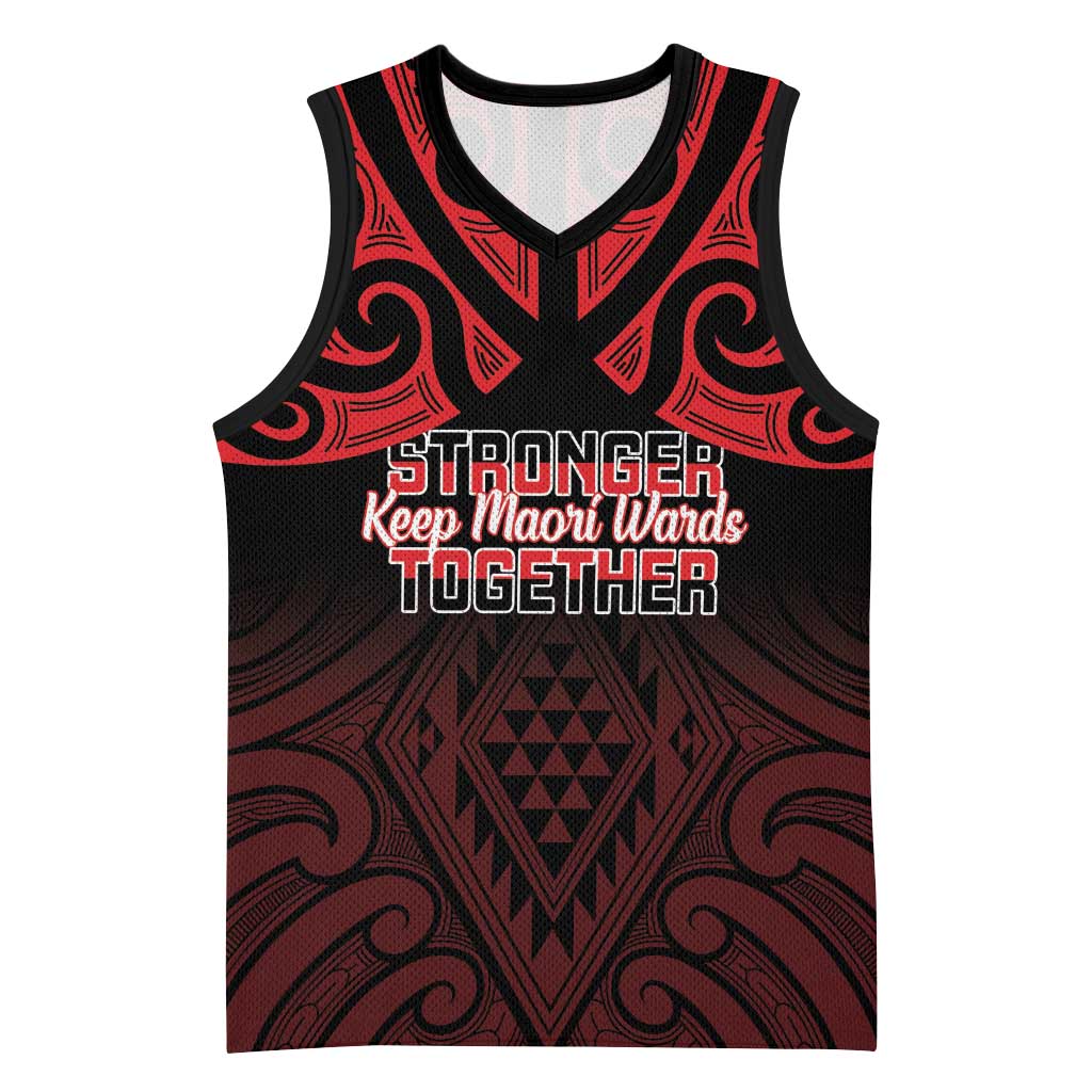 Personalised Keep Maori Wards New Zealand Basketball Jersey Stronger Together Aotearoa Taniko - Polynesian Pride