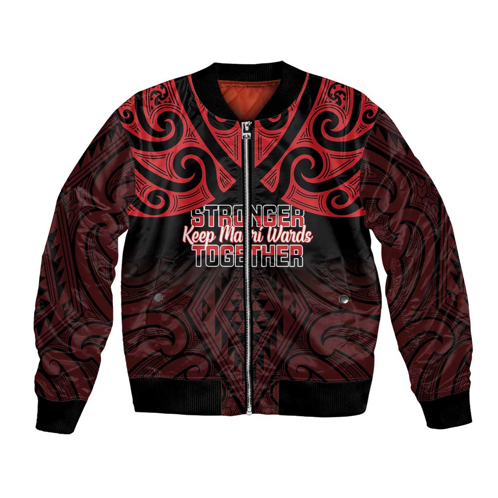 Personalised Keep Maori Wards New Zealand Bomber Jacket Stronger Together Aotearoa Taniko - Polynesian Pride