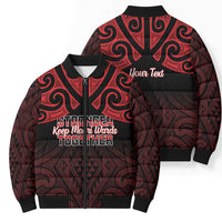 Personalised Keep Maori Wards New Zealand Bomber Puffer Jacket Stronger Together Aotearoa Taniko - Polynesian Pride
