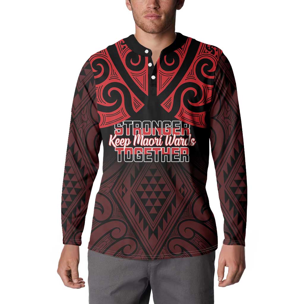 Personalised Keep Maori Wards New Zealand Button Sweatshirt Stronger Together Aotearoa Taniko - Polynesian Pride