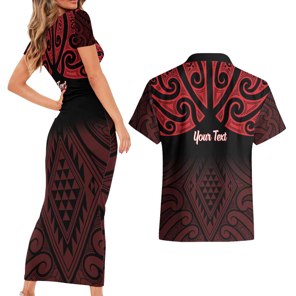 Personalised Keep Maori Wards New Zealand Couples Matching Short Sleeve Bodycon Dress and Hawaiian Shirt Stronger Together Aotearoa Taniko - Polynesian Pride