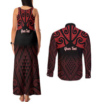 Personalised Keep Maori Wards New Zealand Couples Matching Tank Maxi Dress and Long Sleeve Button Shirt Stronger Together Aotearoa Taniko - Polynesian Pride