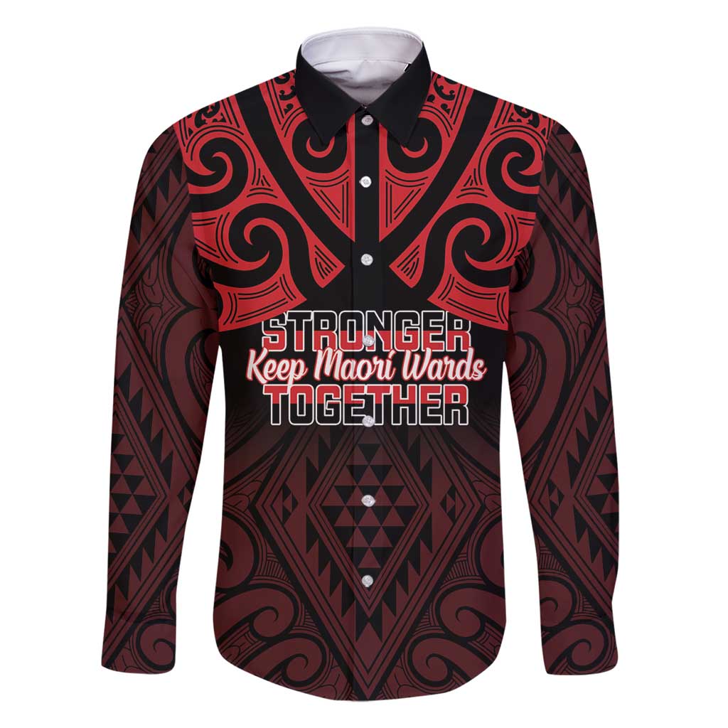 Personalised Keep Maori Wards New Zealand Family Matching Long Sleeve Bodycon Dress and Hawaiian Shirt Stronger Together Aotearoa Taniko LT14 Dad's Shirt - Long Sleeve Black - Polynesian Pride