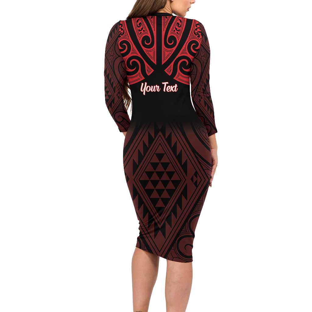 Personalised Keep Maori Wards New Zealand Family Matching Long Sleeve Bodycon Dress and Hawaiian Shirt Stronger Together Aotearoa Taniko LT14 - Polynesian Pride