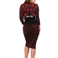 Personalised Keep Maori Wards New Zealand Family Matching Long Sleeve Bodycon Dress and Hawaiian Shirt Stronger Together Aotearoa Taniko LT14 - Polynesian Pride
