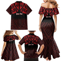 Personalised Keep Maori Wards New Zealand Family Matching Mermaid Dress and Hawaiian Shirt Stronger Together Aotearoa Taniko LT14 - Polynesian Pride
